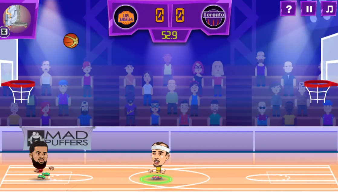 Basketball Legends gameplay showing two players in action